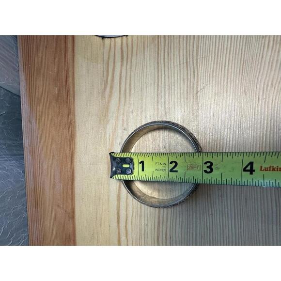 Vintage Etched Floral Boho Bangle Bracelet – Wide Silver Tone Cuff - Picture 6 of 7